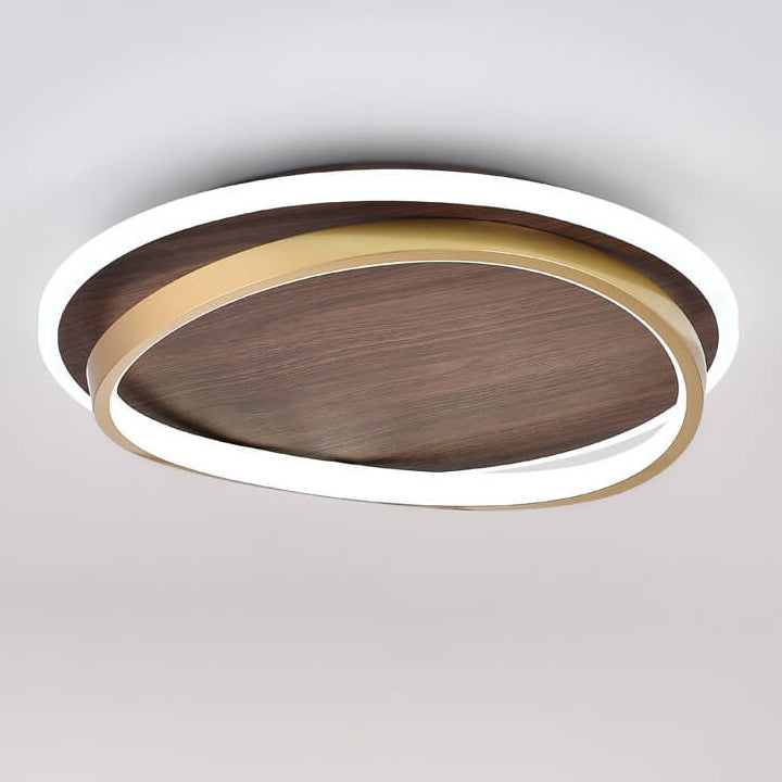 Scandinavian Wood Accent LED Ceiling Light Flush Mount Indoor • Modern Minimalist Design for Bedroom Living Room • Integrated High Lumen | Thomler
