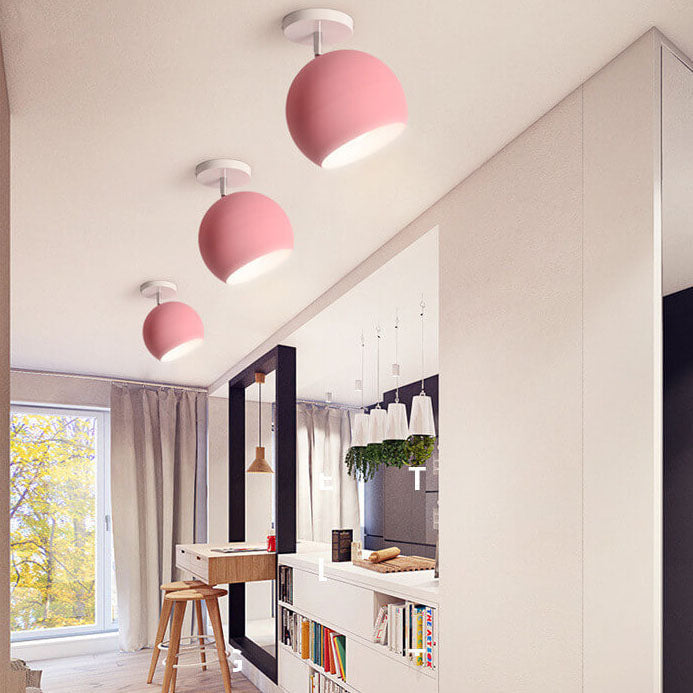 Modern Scandi Semi-Flush Ceiling Light with Wood & Metal Frame – 5 Color Options for Hallway, Bedroom, Living Room | Thomler