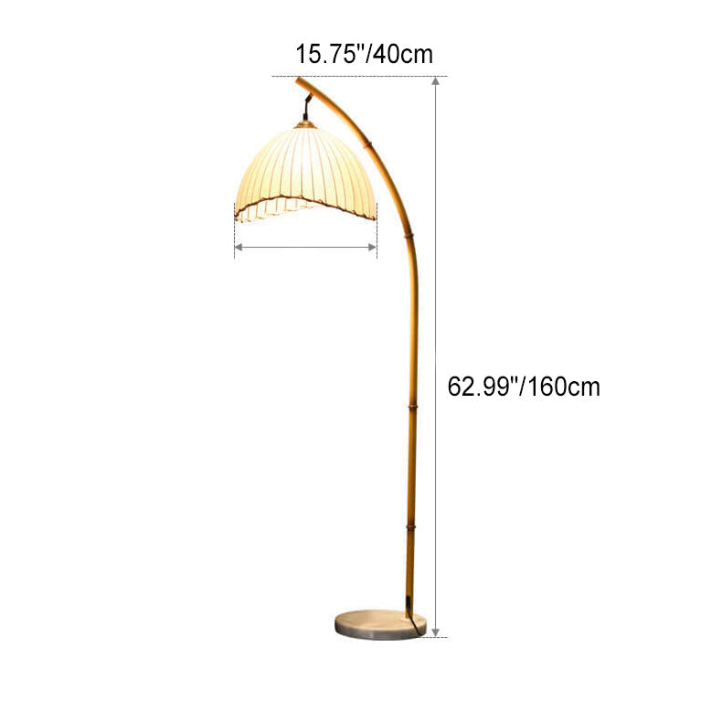 Floor Lamp Iron Marble 63 in Bamboo White Living Room Bedroom LED Plug-In Accent Lighting | Thomler