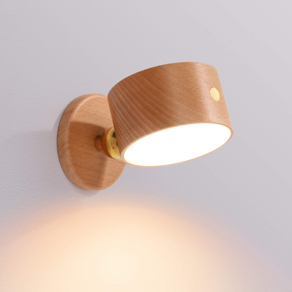 Rechargeable Magnetic Touch Control LED Accent Light for Hallway Bedroom Wall Sconce in Natural Wood Finish 3 in Wide 400 Lumens Ambient | Thomler