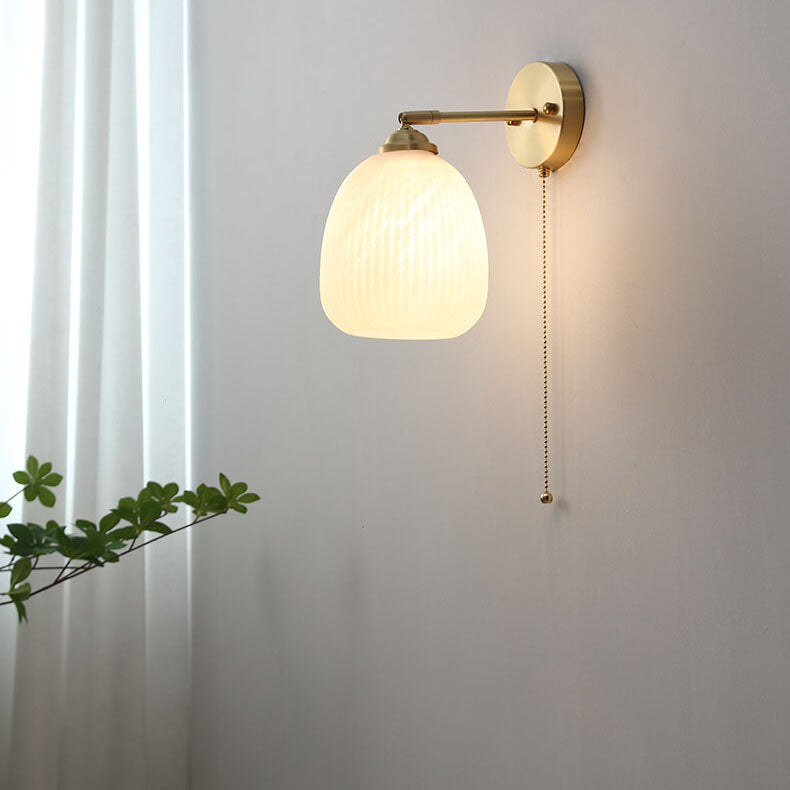 Wall Lamp Glass Brass 5.9 in Modern White Bedroom Bedside Living Room Sconce Lighting Fixture | Thomler
