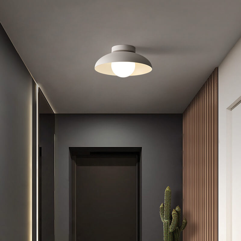 Single-Bulb Ceiling Light with Iron Frame and Glass Shade for Bedroom, Hallway, or Entryway | Thomler