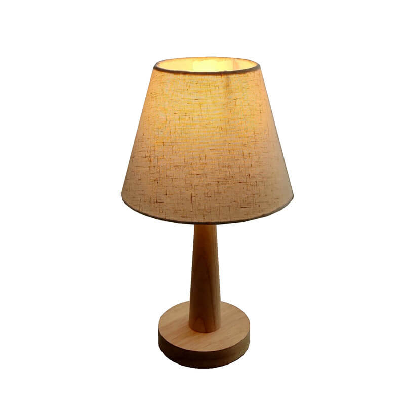 Solid Wood Table Lamp with Fabric Shade E26 Plug-In for Bedroom Living Room Study | Thomler