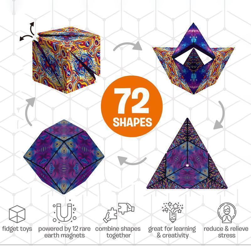 Magnetic Shape-Shifting Fidget Cube Puzzle Toy | Transforming Sensory Block for Stress Relief & Focus | Colorful Folding Brain Teaser for | Thomler