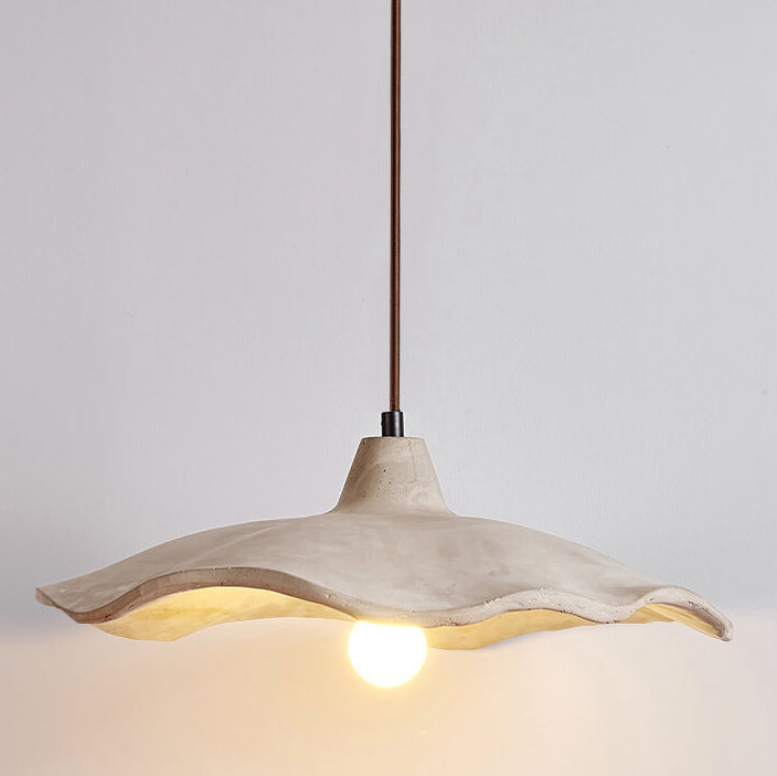 Chandelier Cement 9.8 in Pendant Industrial Lighting Pottery Yellow Living Room Bedroom Fixture | Thomler