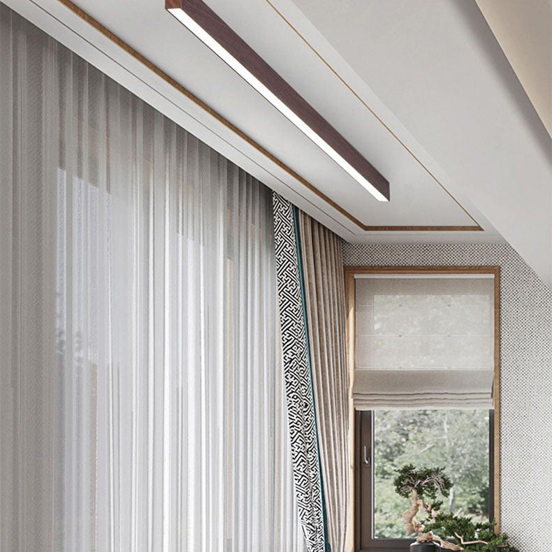 Hardwired Linear LED Ceiling Light with Natural Aluminum Frame & Acrylic Diffuser for Living Room, Bedroom & Entryway | Thomler