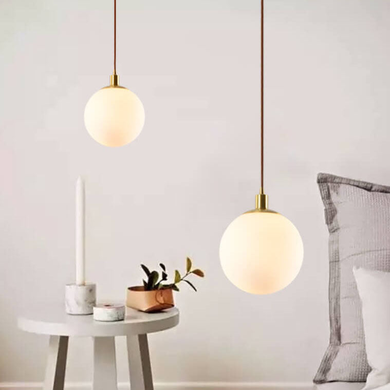 Pendant Light Glass 9.8 in Adjustable White Gold Hallway Living Room Bedroom Lighting Fixture Modern Hanging Lamp | Thomler