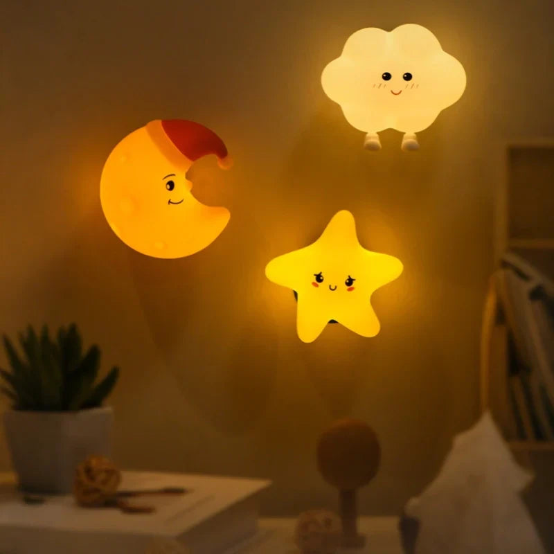 Kids Night Light LED Lamp Star Moon Cloud Rechargeable USB Cordless Bedside Nightlight Nursery Baby Toddler Room Decor 3 Brightness Levels | Thomler