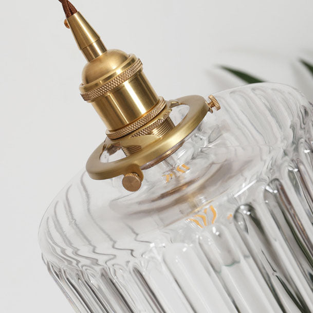 Glass Globe Hanging Ceiling Fixture Copper Accent Single Bulb Socket Asian Inspired Decor for Bedroom Entryway Dining Room Kitchen Island | Thomler