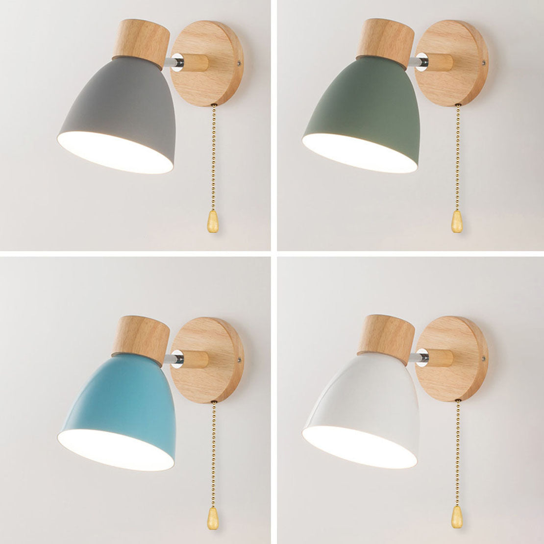 Wall Lamp Iron Wood 5.9 in Modern Bedroom Bedside Lighting Fixture E26 Hardwired Living Room Study Light | Thomler