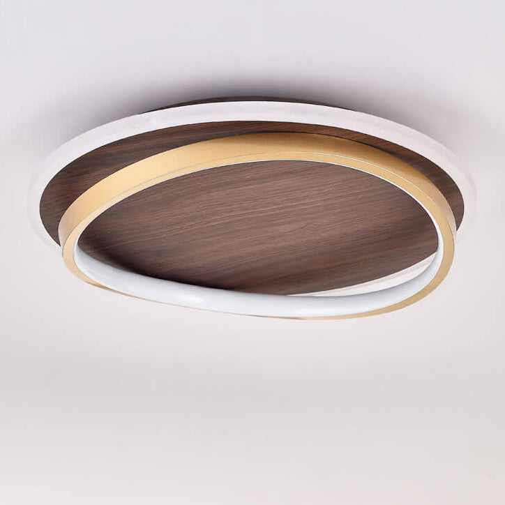 Scandinavian Wood Accent LED Ceiling Light Flush Mount Indoor • Modern Minimalist Design for Bedroom Living Room • Integrated High Lumen | Thomler