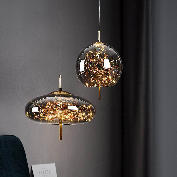 Glass Pendant Light with Adjustable Cord – Modern Minimalist Hanging Ceiling Fixture for Living Room, Bedroom & Dining | LED Ambient | Thomler