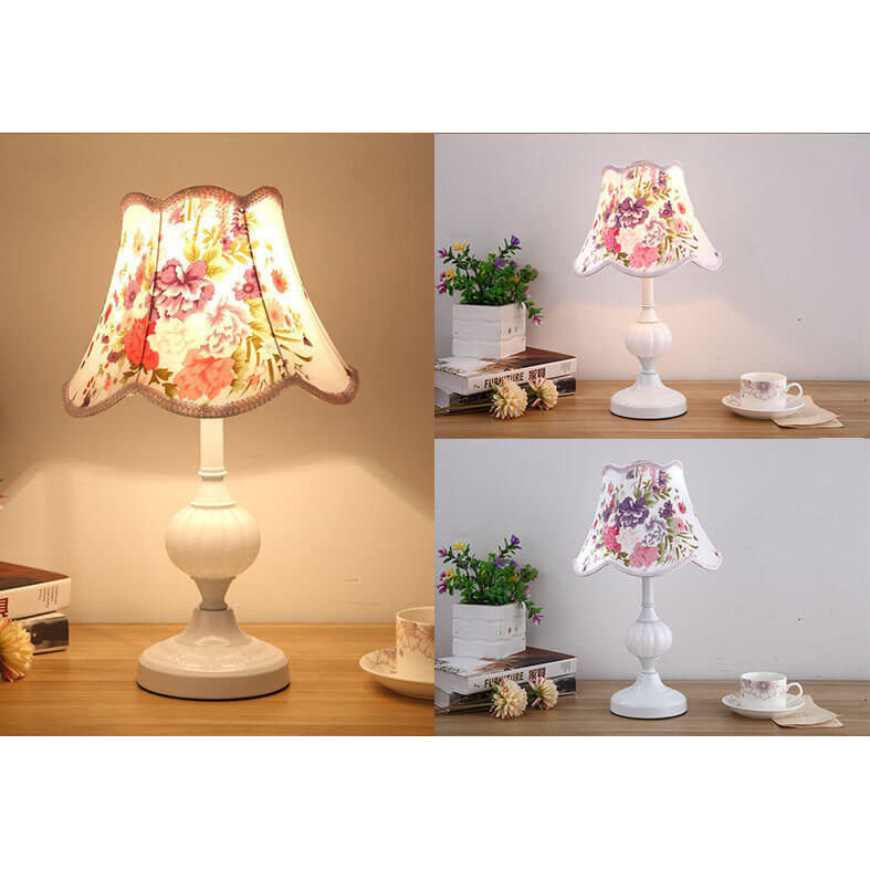 Table Lamp Glass Iron Fabric 16.5 in Modern Bedside Living Room Study LED E26 Light | Thomler
