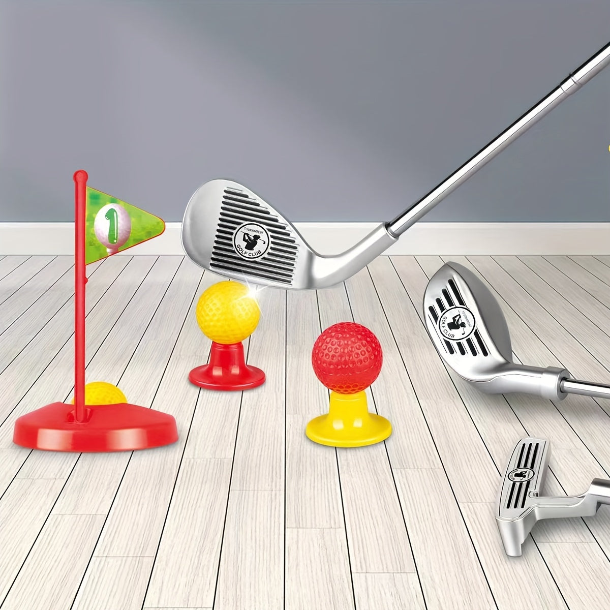 Kids Golf Set with Adjustable Clubs & Targets for Active Indoor Outdoor Play Ages 3-8 | Complete Starter Kit with Balls & Bases for Motor | Thomler