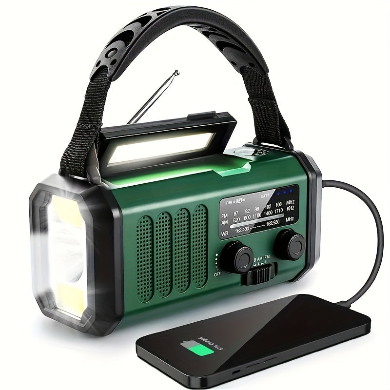 Solar Hand Crank Emergency Weather Radio with Flashlight & Phone Charger for Camping Hiking Outdoor Survival Power Outage Preparedness | Thomler