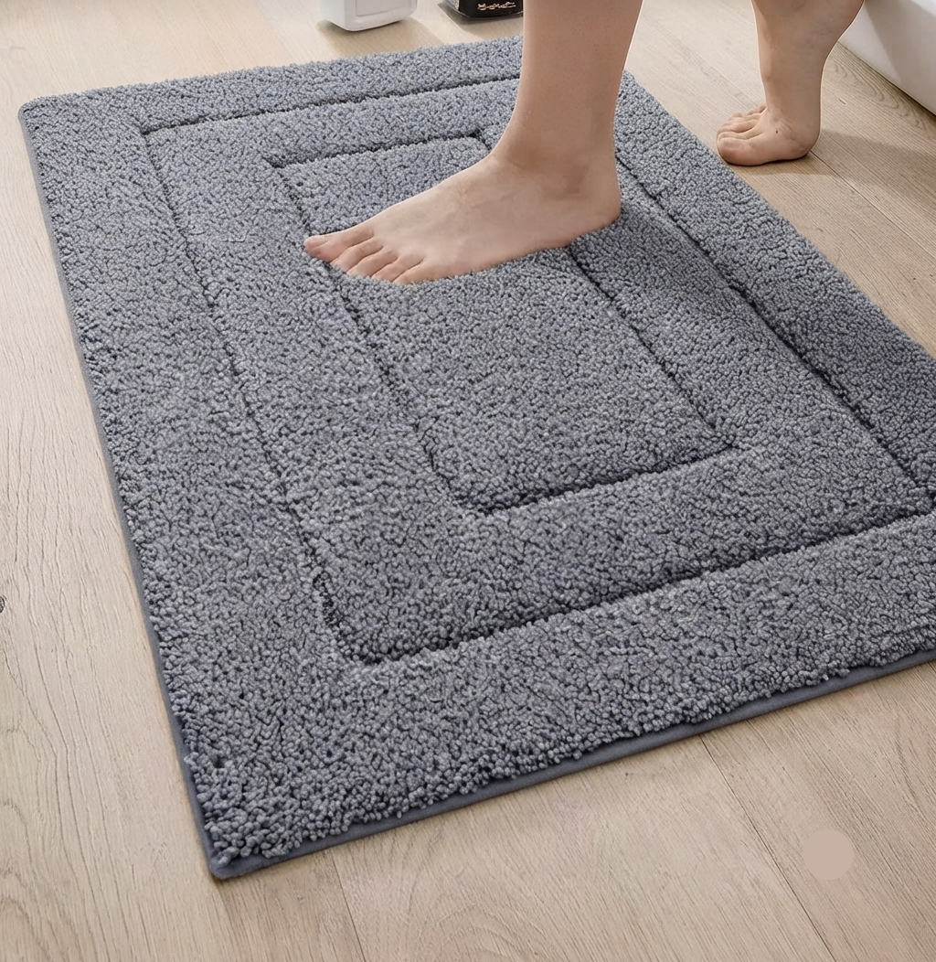 Double-Layer Microfiber Bath Mat with Non-Slip Backing – Ultra Absorbent Plush Velvet Bathroom Rug for Safety & Comfort | Thomler