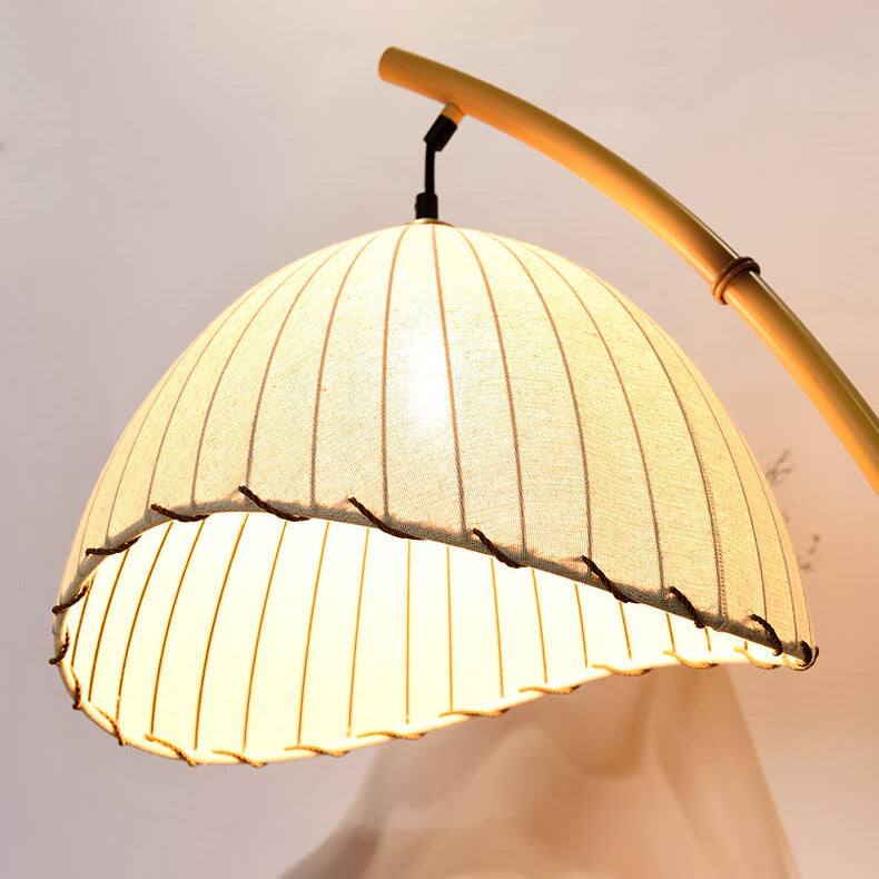 Contemporary Floor Lamp with Fabric Shade & Marble Base for Living Room, Bedroom, Hallway | Single-Bulb Standing Light Fixture with E26 | Thomler