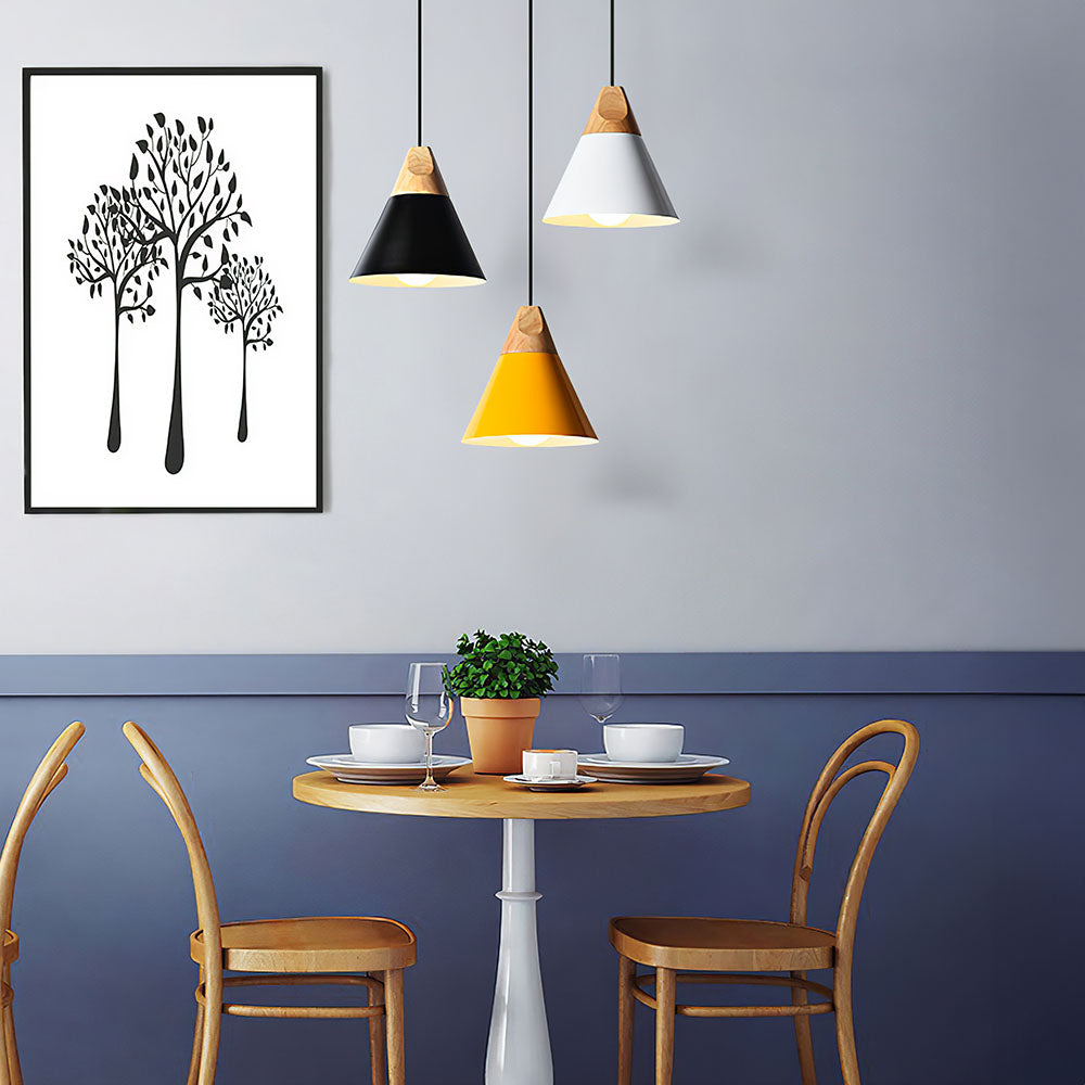 Pendant Light Wood Aluminium E27 Grey Dining Room Kitchen Island Hanging Ceiling Lamp Scandinavian Modern | Thomler
