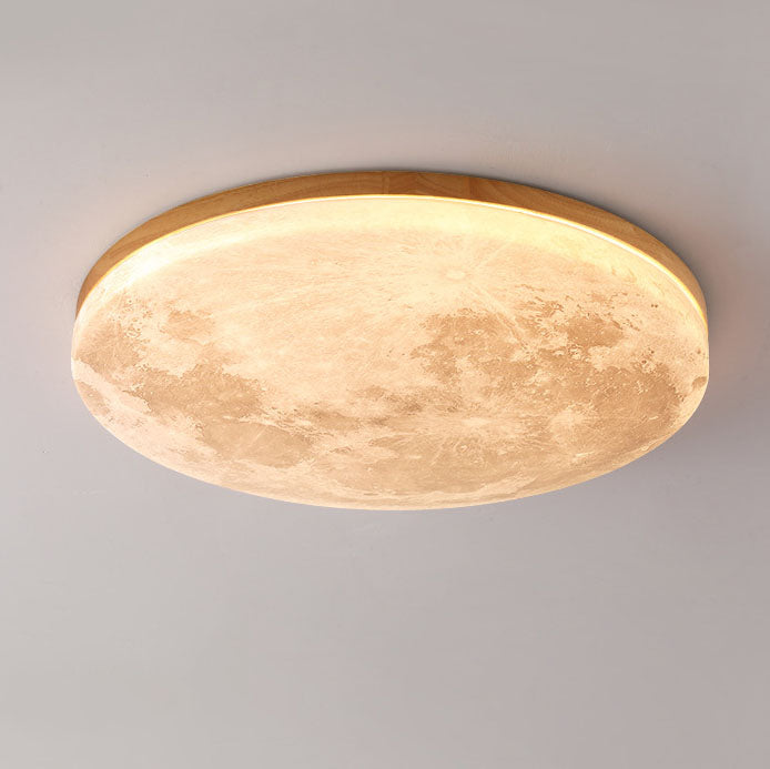 Flush Mount Ceiling Light Wood 14.96 in Modern Hallway Living Room Bedroom LED Fixture 24W 2400lm | Thomler