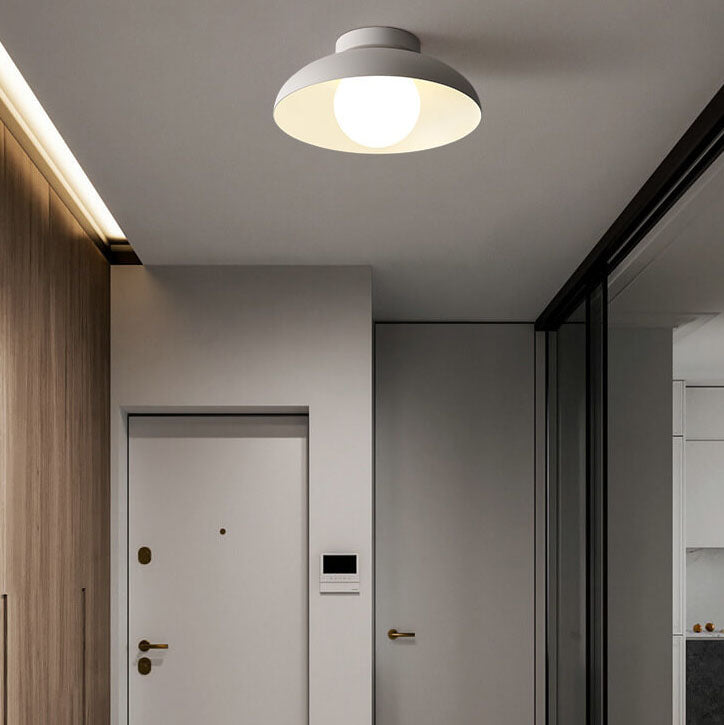 Single-Bulb Ceiling Light with Iron Frame and Glass Shade for Bedroom, Hallway, or Entryway | Thomler
