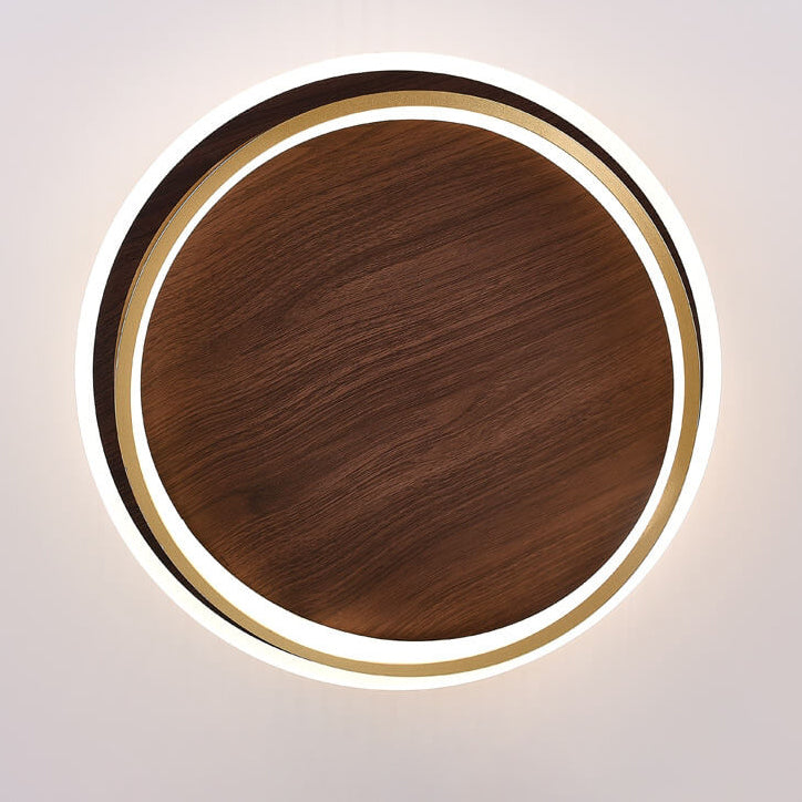 Scandinavian Wood Accent LED Ceiling Light Flush Mount Indoor • Modern Minimalist Design for Bedroom Living Room • Integrated High Lumen | Thomler