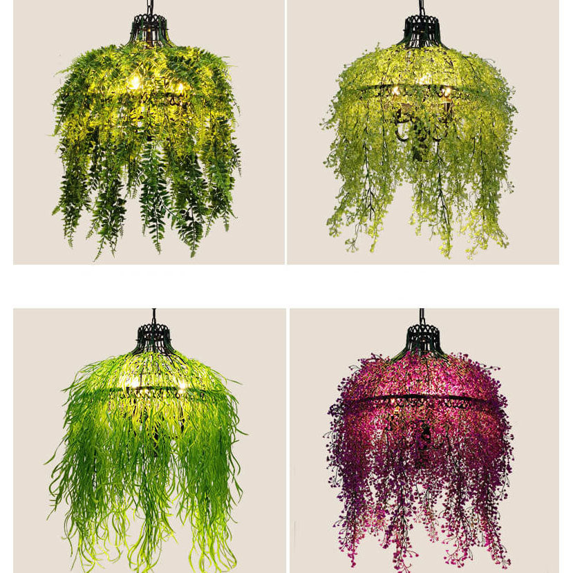 Chandelier Iron With 19.7 in Green Purple Modern Hallway Living Room Bedroom Lighting Fixture 3-Light | Thomler