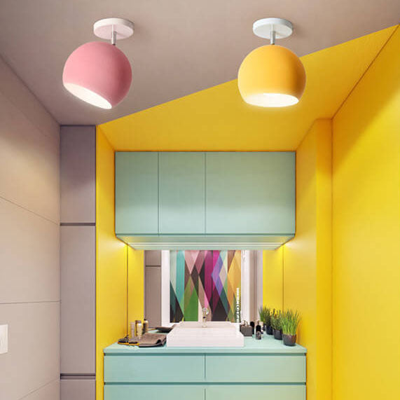 Modern Scandi Semi-Flush Ceiling Light with Wood & Metal Frame – 5 Color Options for Hallway, Bedroom, Living Room | Thomler
