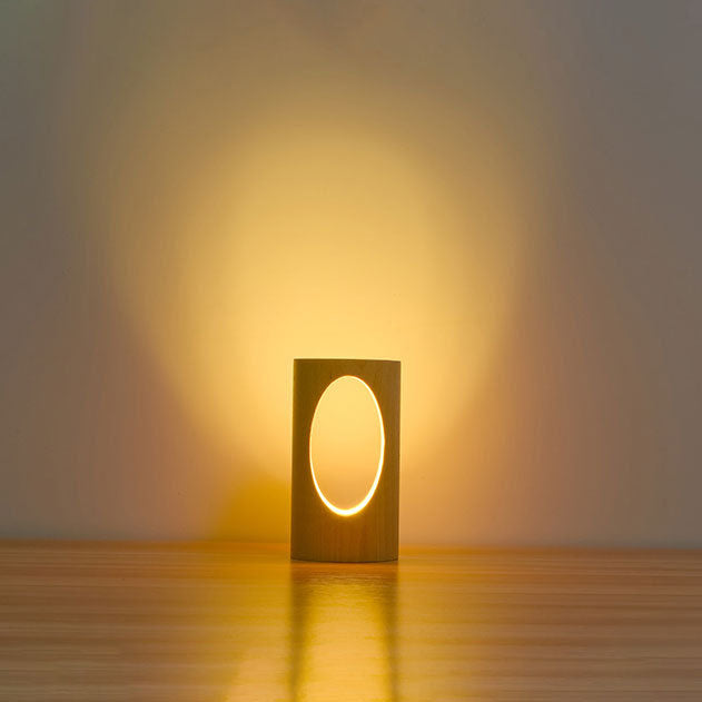 Wooden Column LED Desk Lamp with USB Power, Warm White Light for Bedroom & Office, Modern Japanese-Style Accent Light | Thomler