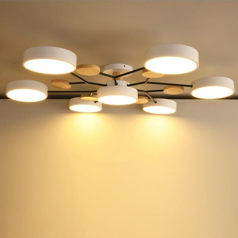 Modern Molecular LED Ceiling Light – Scandinavian Wood & Metal Flush Mount for Living Room, Bedroom & Kitchen | Thomler