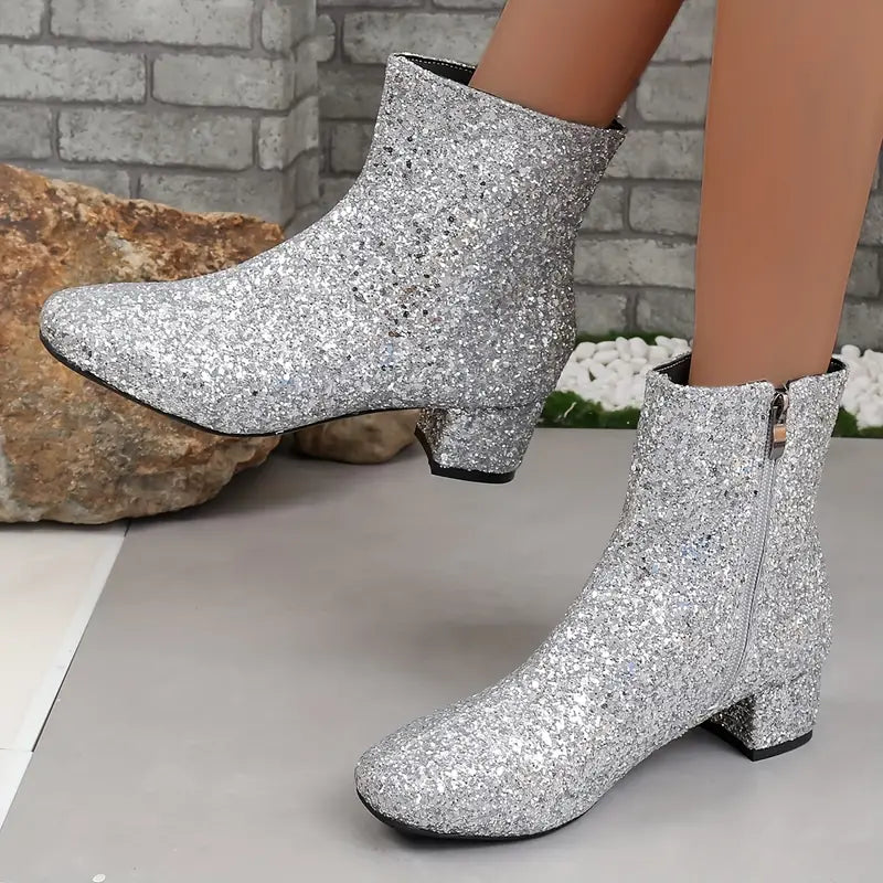 Sparkling High Heel Party Boots with Glitter Finish for Women – Dressy Statement Footwear for Special Events & Nightlife | Thomler
