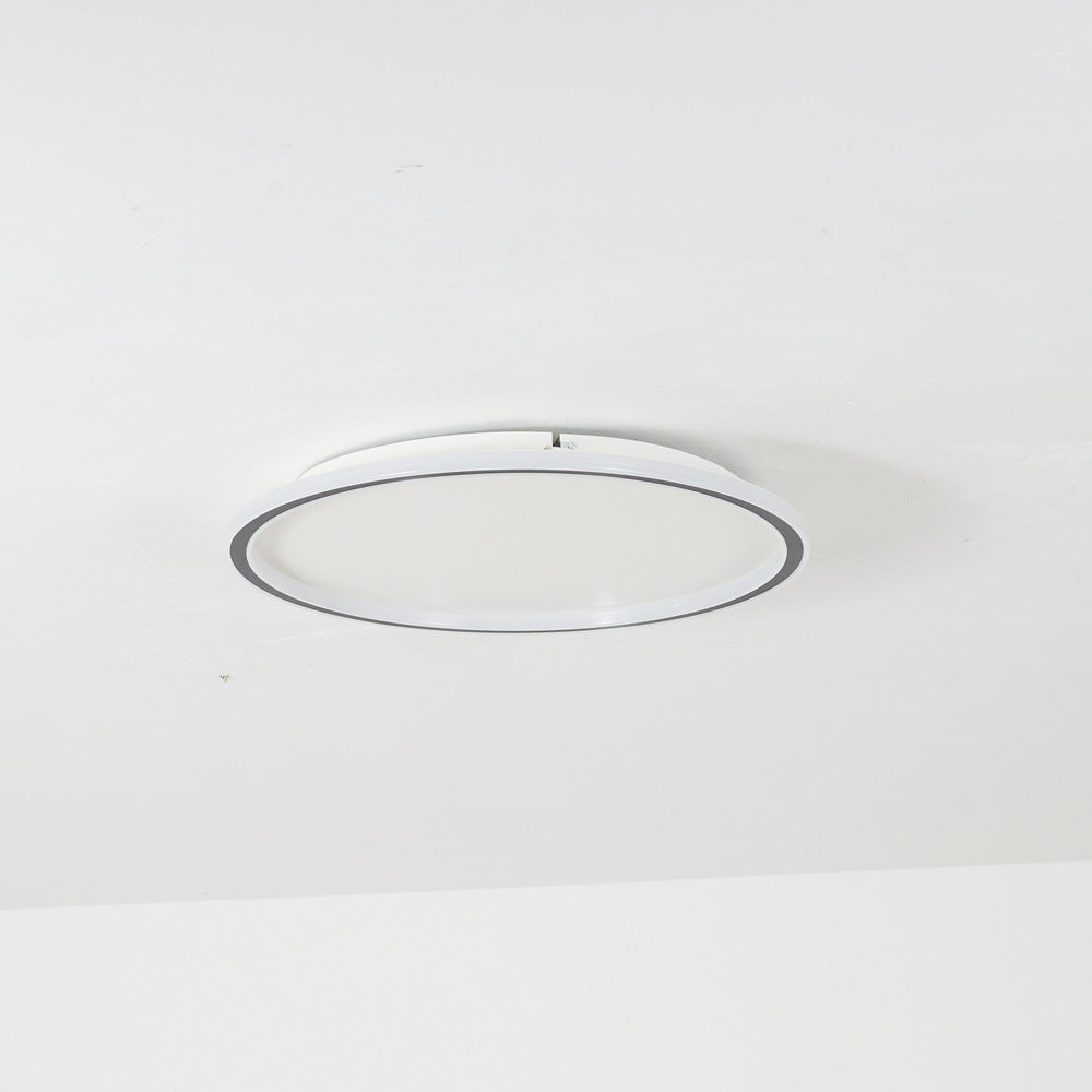 Dimmable Round LED Flush Mount Ceiling Light for Bedroom Living Room | Black White Metal Acrylic | Indoor Hardwired 12-20 Inch Fixture | Thomler