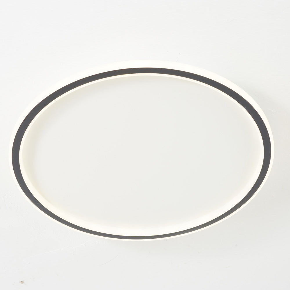 Dimmable Round LED Flush Mount Ceiling Light for Bedroom Living Room | Black White Metal Acrylic | Indoor Hardwired 12-20 Inch Fixture | Thomler