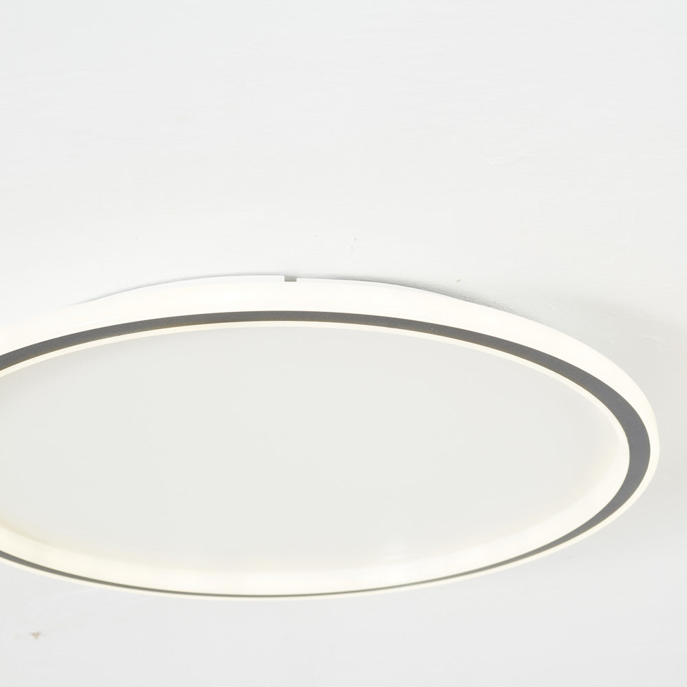 Dimmable Round LED Flush Mount Ceiling Light for Bedroom Living Room | Black White Metal Acrylic | Indoor Hardwired 12-20 Inch Fixture | Thomler