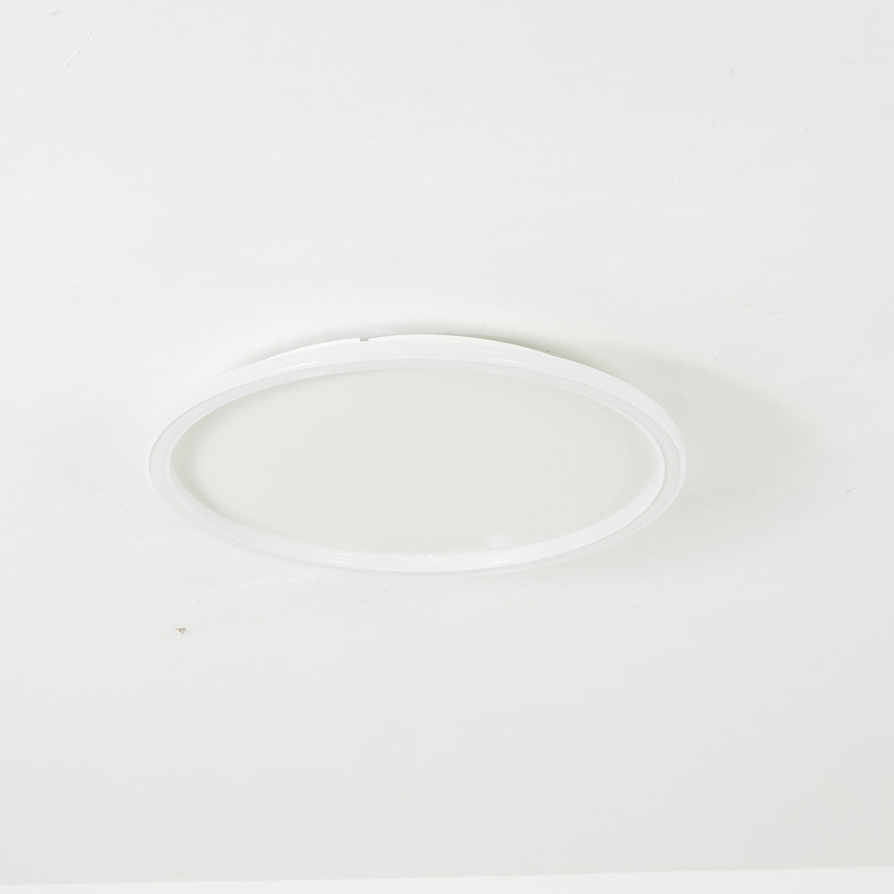 Dimmable Round LED Flush Mount Ceiling Light for Bedroom Living Room | Black White Metal Acrylic | Indoor Hardwired 12-20 Inch Fixture | Thomler