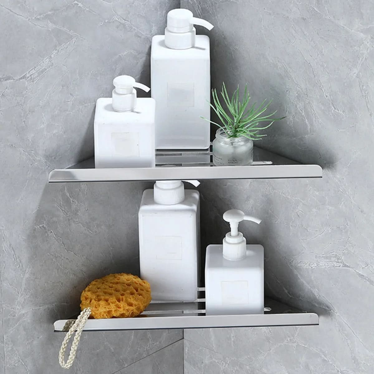 Rust-Proof Triangle Bathroom Caddy with Drainage Base & Anti-Slip Guard Rail for Wet Areas | Thomler