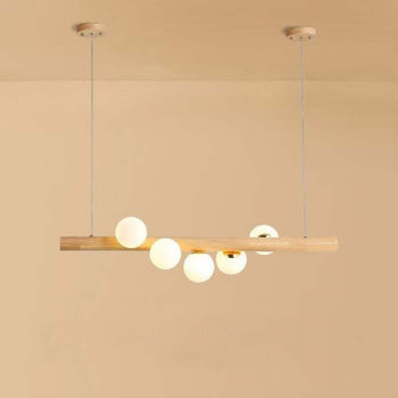 Bubble Glass Pendant Light with Wood Canopy – Modern Orb Ceiling Fixture for Dining Room & Living Room | Thomler