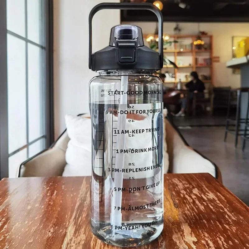 Half-Gallon Water Jug with Built-In Straw and Hourly Hydration Tracker for Gym, Office & Travel | Thomler