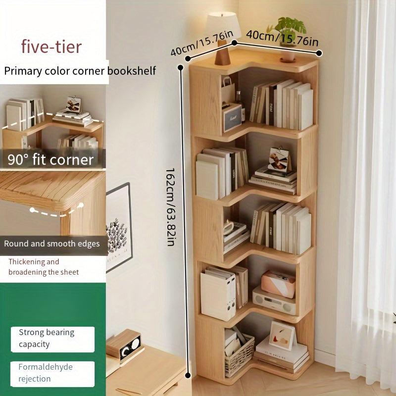 Solid Wood Corner Shelf Unit – Space-Saving Storage Organizer for Living Room, Bedroom & Home Office | Thomler