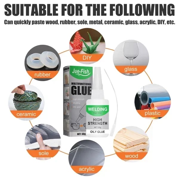 Industrial-Strength Instant Adhesive for Metal, Wood, Plastic, Rubber & Glass – Multi-Surface Repair Glue for DIY Projects, Household | Thomler