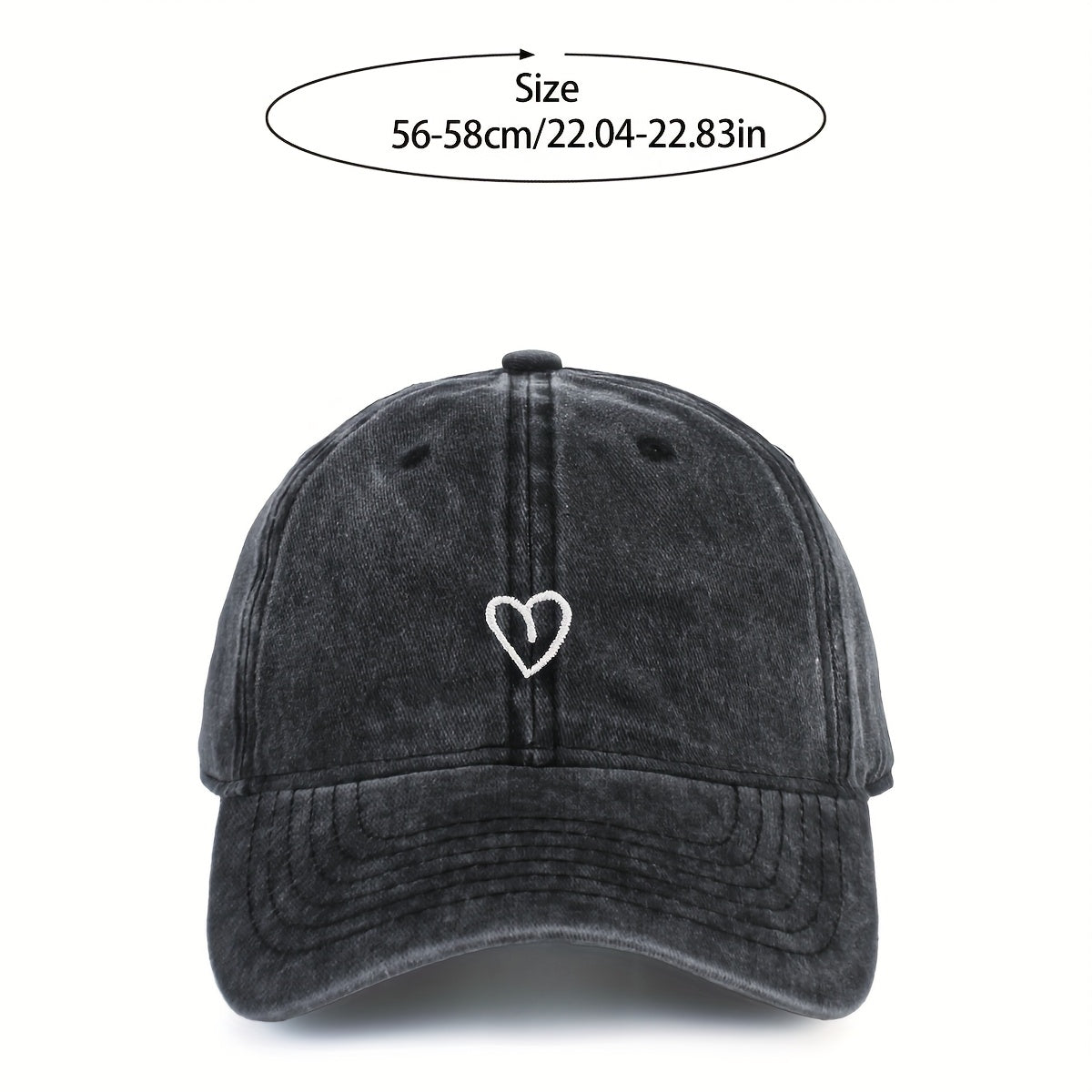 Embroidered Heart Baseball Cap for Women Adjustable Vintage Washed Cotton Dad Hat Summer | Thomler