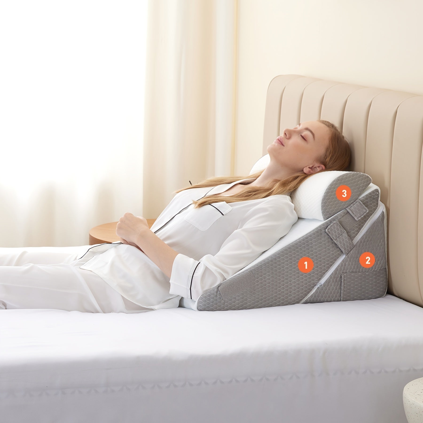 Adjustable Wedge Pillow for Bed – Leg, Back & Knee Support for Sleep & Recovery | Thomler