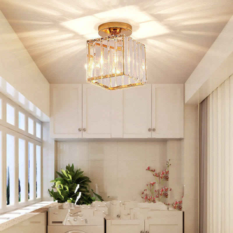 LED Flush Mount Fixture with Adjustable Temperature Settings – Crystal Shade – Square, Round & Hexagon Options | Thomler