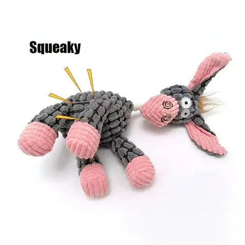 Heavy-Duty Plush Dog Toy with Squeaker for Aggressive Chewers | Durable Stuffed Animal Chew Toy for Large Dogs | Anxiety Relief Pet Toy | Thomler