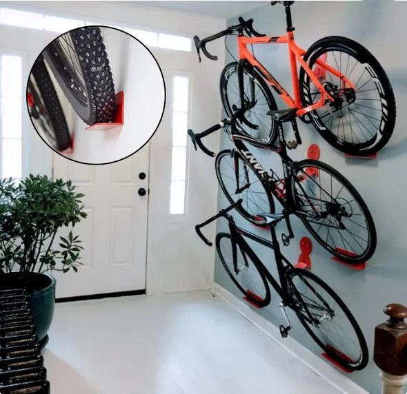 Wall-Mount Bike Hanger with Pedal Hook & Tire Cradles for Garage, Home & Apartment Storage | Thomler