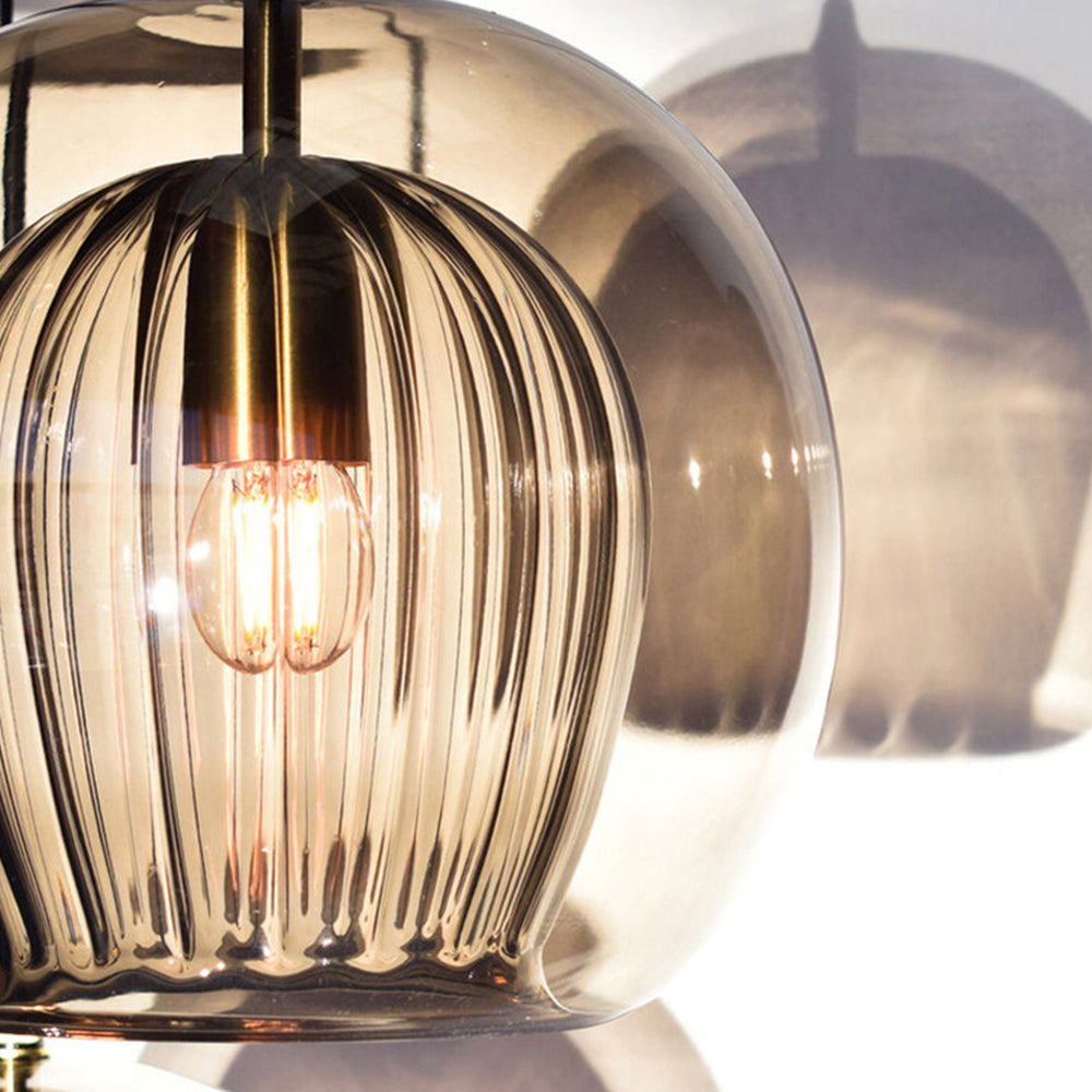 Spherical Glass Hanging Light with Metal Mount for Dining Room & Bedroom Ambient Lighting | Thomler