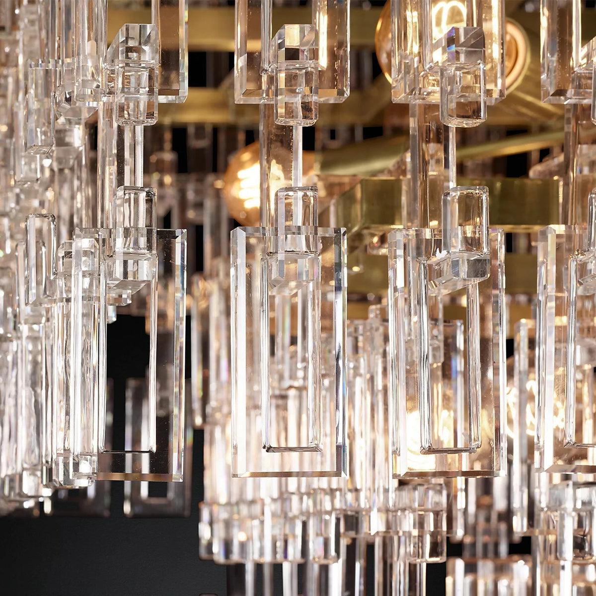 Multi-Tiered Crystal Ring Chandelier with Glass Chain Links for Dining Rooms and Living Rooms 36 48 60 Inch | Thomler
