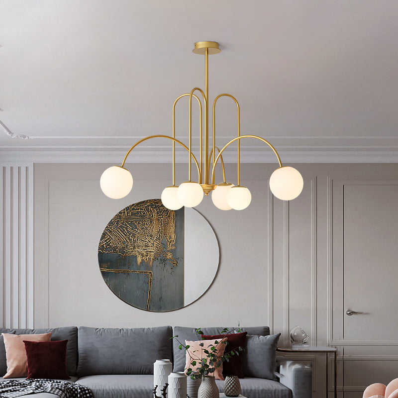 Retro Industrial Arc Chandelier – Metal & Glass Multi-Bulb Fixture for Dining Room & Bedroom | Thomler