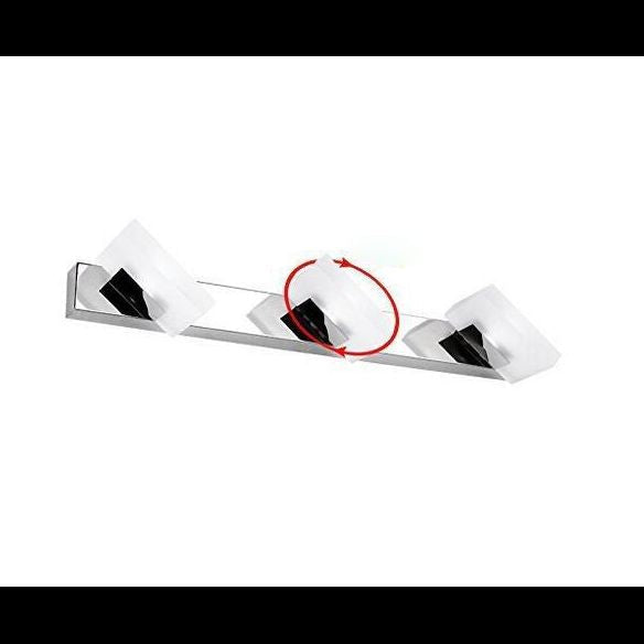 Modern Square LED Vanity Light Wall Sconce – Metal & Acrylic, Silver Finish, Rotatable Bulb for Bathroom Mirror Lighting | Thomler