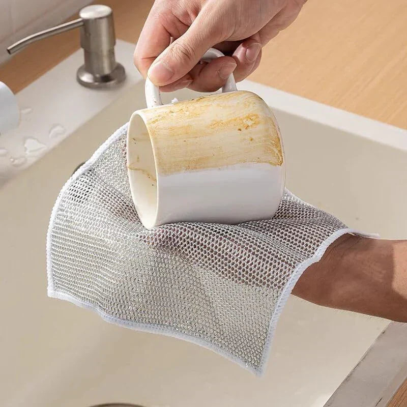 Mesh Scrubbing Cloths Kitchen Dish Cleaning Set Gentle Surface Safe Cookware Scrubber 10-Pack for Pots Pans | Thomler