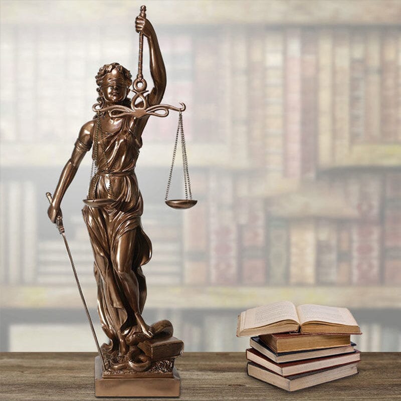 Decorative Sculpture Resin 30.0 cm Bronze Effect Office Desk Lady Justice Statue Legal Decor Home Library Ornament | Thomler